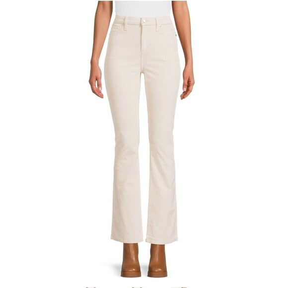 Boot Cut High Waist Corduroy Jeans Women's Size 14 Beige Stretch New With Tags - Picture 1 of 7